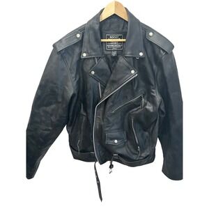 Rocky Mountain Hides Buffalo Leather Motorcycle Biker Jacket Black 2X